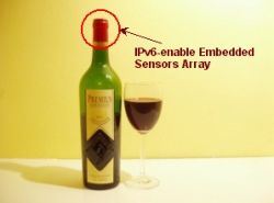 Bottle cork with IPv6-enable sensors array